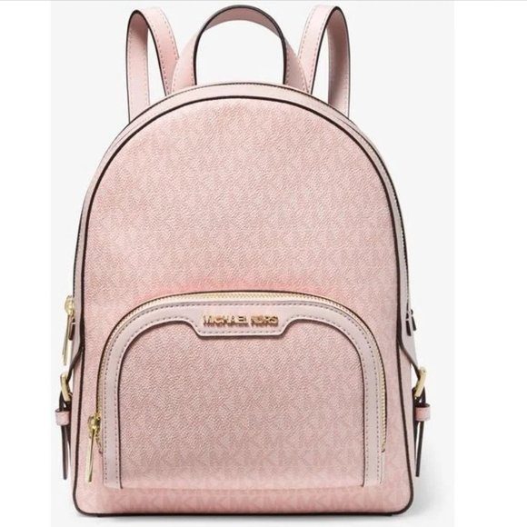 Michael Kors Jaycee Large Zip Pocket Backpack Dark Powder Blush - Picture 1 of 16